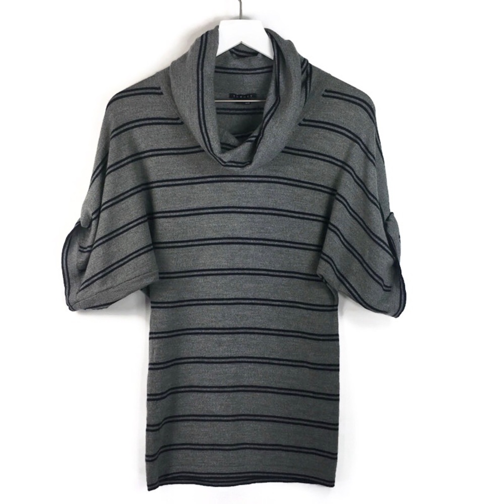 Theory Akiko striped cowl neck dolman 1/2 sleeve sweater small